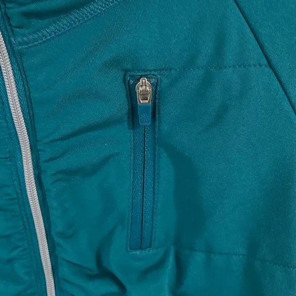 Athleta Alacrity Half Zip Pullover Teal Green Small Plush Tech, Adjustable Sides - Picture 5 of 9